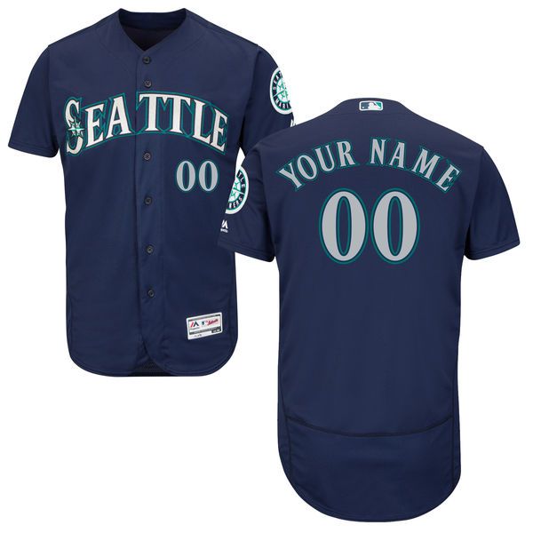 Men Seattle Mariners Majestic Alternate Navy Blue Flex Base Authentic Collection Custom MLB Jersey